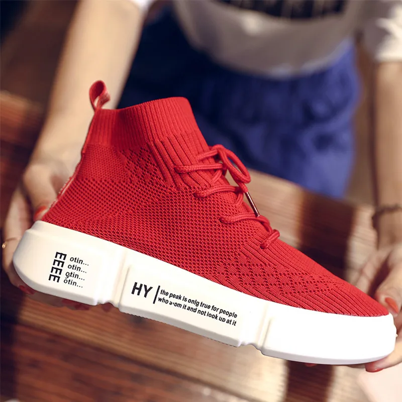 

Heigh Shoes Stretch Sock Shoes Platform Elastic Sneakers Outdoor Women Shoes Tenis Feminino Breathable Casual Female Shoes TH-44