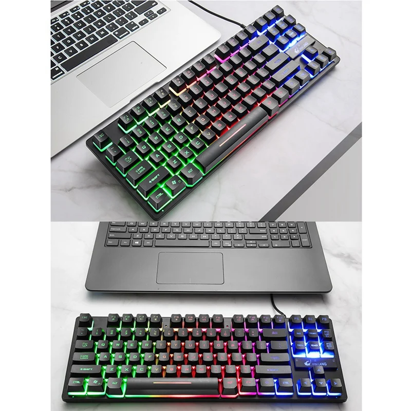 ZIYOU LANG Проводная 87 ключ игровая клавиатура Rgb микс подсветка светящаяся для настольного ноутбука Esports игры чувствовать себя как механическая