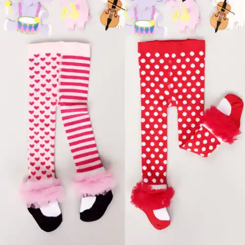 baby polka dot tights