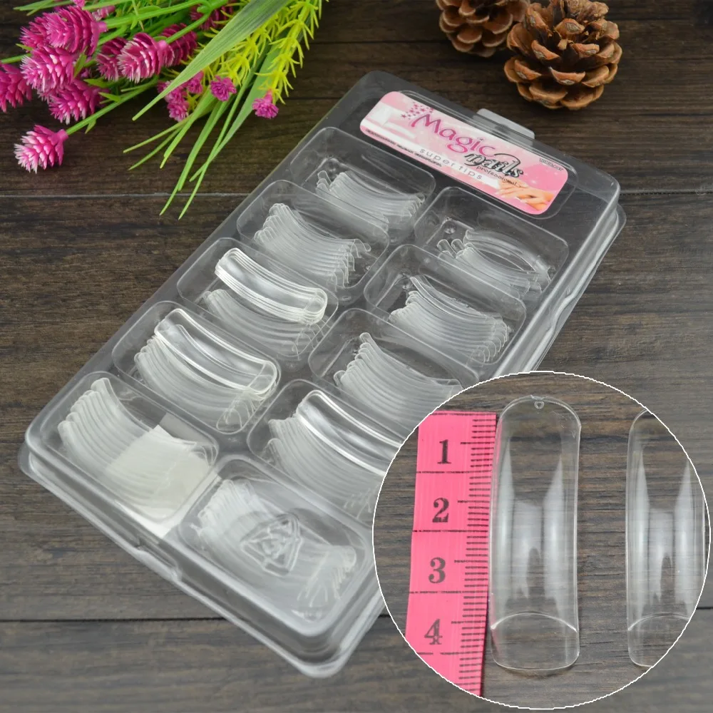 100 Pcs/Set Acrylic Half Nail Tips, Transparent Color False Nails UV