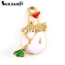 

10pcs White Enamel Christmas Snowman Charms Pendant Fashion For Bracelet DIY Jewelry Findings Craft Charm 23*14mm