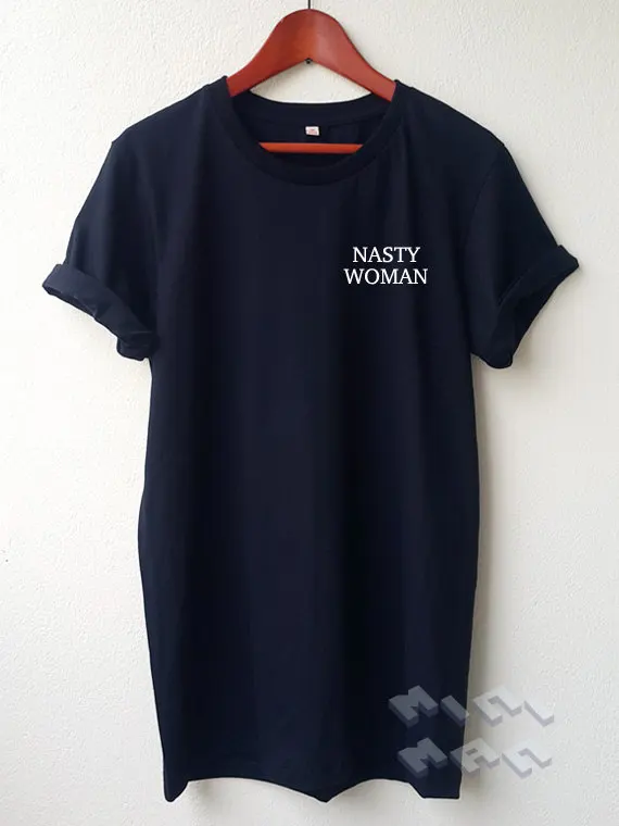 С надписью &quotnasty woman&quot футболка с вышивкой... Футболка вышивкой рубашка унисекс
