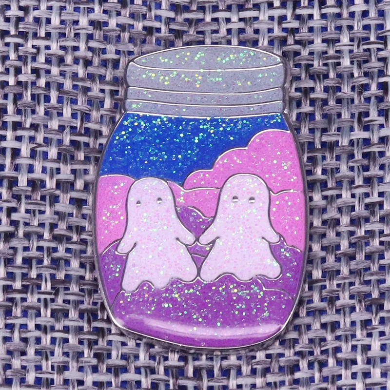 

Ghosts in a bottle enamel pin Glow in the Dark badge