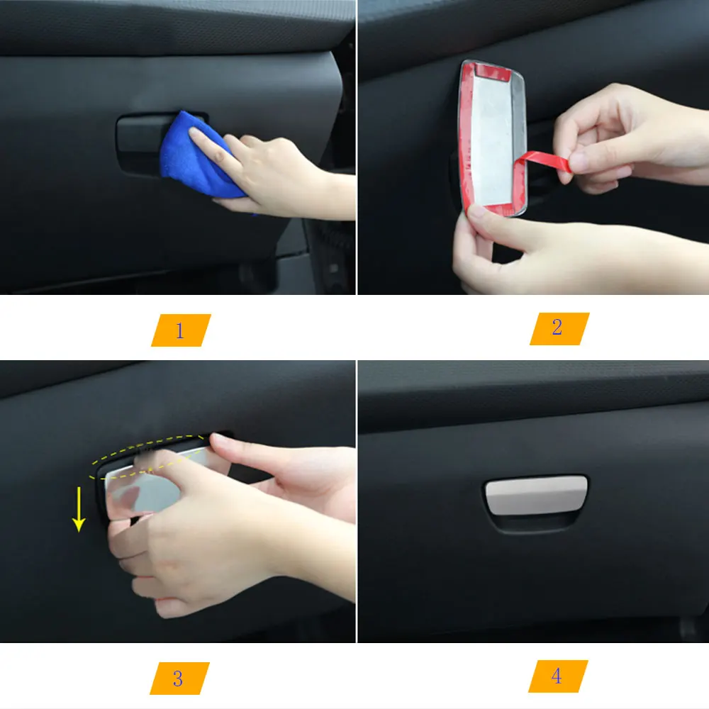  Stainless Steel Car Glove Box Handle Protection Cover Case Stickers Fit for Peugeot 2008 2014 2015 