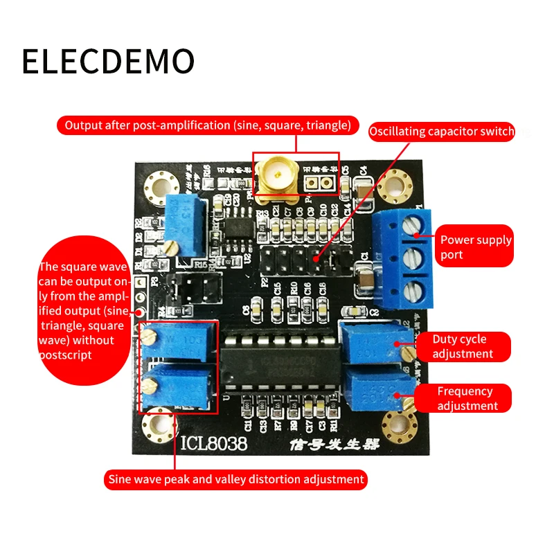 ICL8038 low frequency signal source signal generator module sine wave triangular wave square wave waveform generation