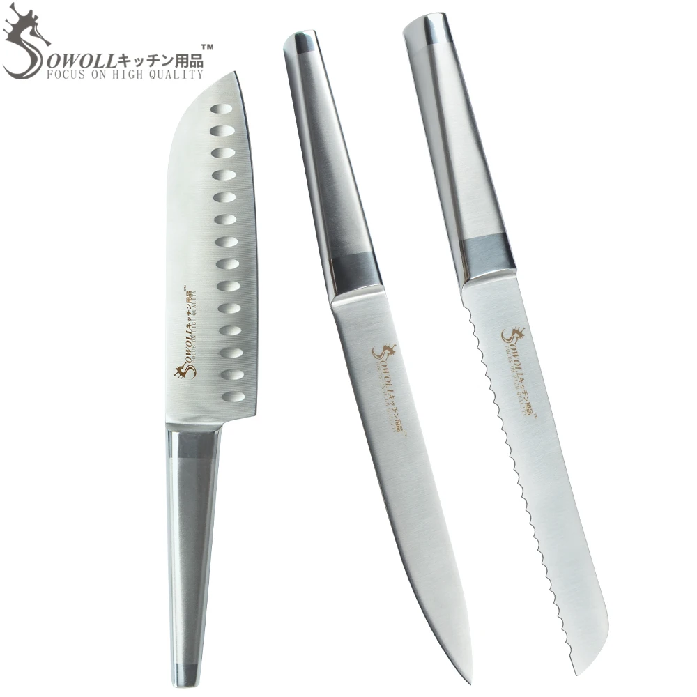 SOWOLL Brand 7" 8" 8" Kitchen Knives Durable Stainless Steel Knives
