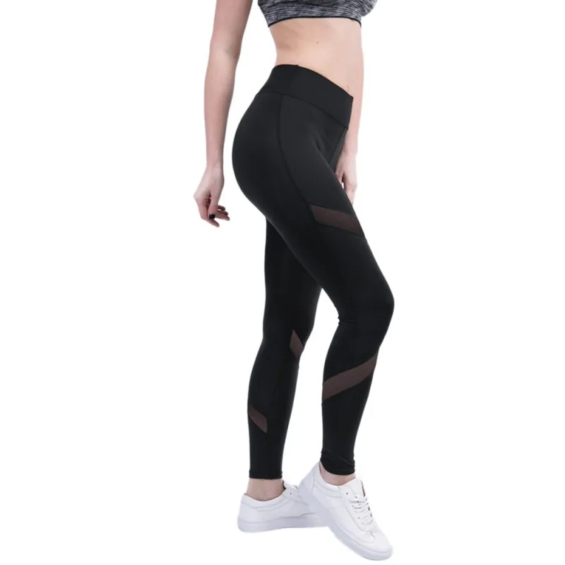 

2017 Brand Women Insert Mesh Design Running Trousers Ladies Capris Sportswear Gym Fitness Leggings