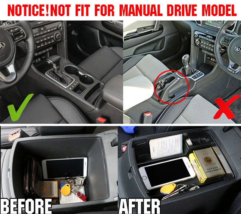 Коробка для хранения подлокотников AX, ящик для подлокотников, центральная консоль, органайзер, лоток для перчаток, подстаканник для Kia Sportage Ql AT DRIVE