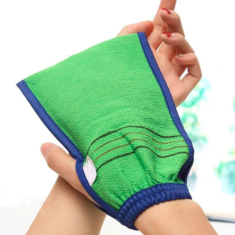 1 шт случайный цвет Душ Спа-отшелушиватель двухсторонняя перчатка для ванны очищающий скраб для тела рукавица для удаления омертвевшей кожи