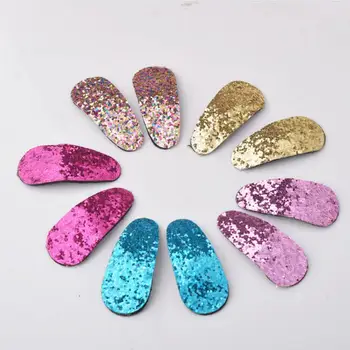 

10pcs/lot Baby Girl Kids Hair Accessories Solid Color Glitter Bling Girl Hair Clips Hairpins 5.5cm Length