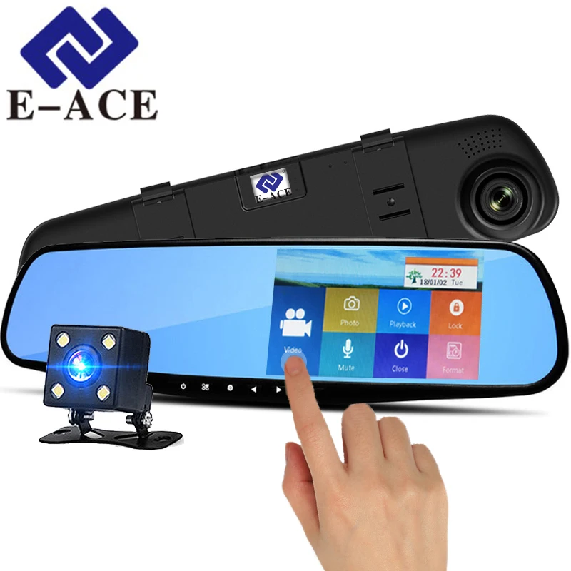 E-ACE Dvr 4.3 Inch Touch Screen Dash Cam Rearview Mirror Digital Video Recorder Dual Lens Registrar Full HD 1080P Car Dvr Camera цена E-ACE Dvr 4.3 Inch Touch Screen Dash Cam Rearview Mirror Digital Video Recorder Dual Lens Registrar Full HD 1080P Car Dvr Camera цены онлайн