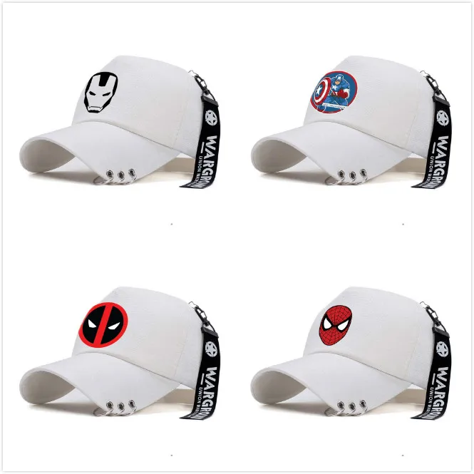 

Eshop Marvel Avengers: Endgame Baseball Cap Iron Man Deadpool HipHop Metal Ring Punk Hat Gorras Bone Golf Fashion Boy Caps