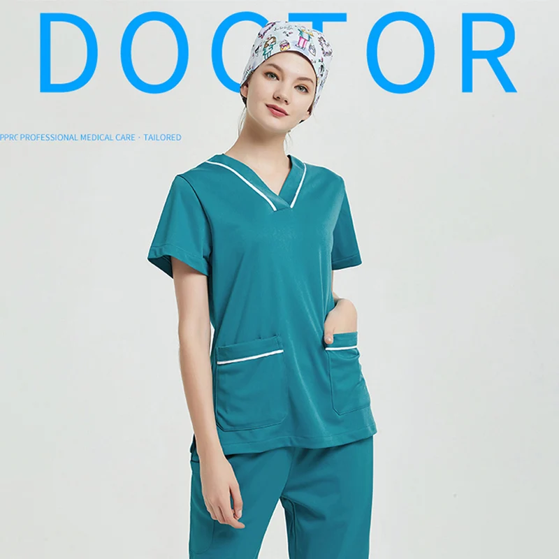 Core Stretch Scrubs Medical Uniforms Women Sporty Teal Navy Color