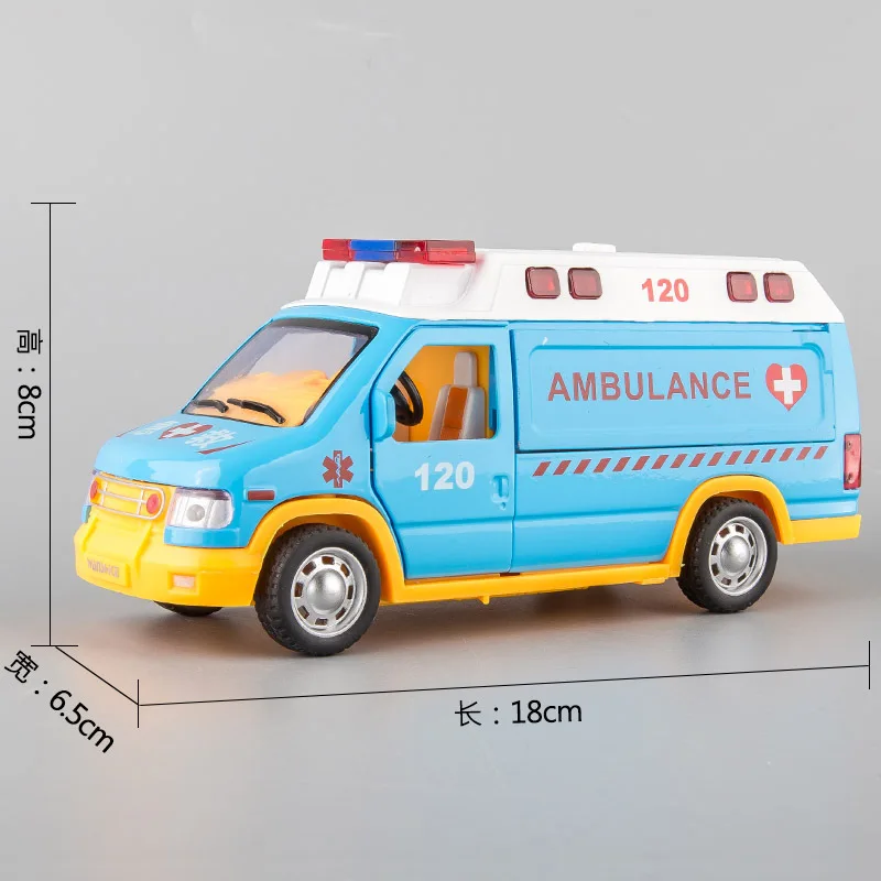 1:24 семья Забавный сплав звук и светильник Модель скорой помощи автомобиль в Китае/скорая помощь, литой аварийно-спасательный автомобиль игрушка для детей