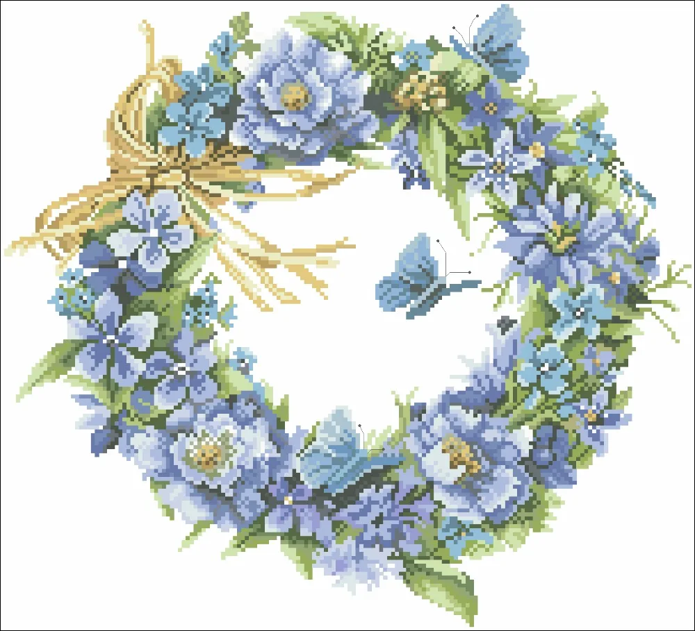 

Needlework 14CT 16CT 18CT Cross Stitch, DIY Count Cross Stitch, Embroidery Set, Blue garland