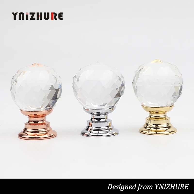 YNIZHURE Brand Design 20mm Crystal Ball Glass Knobs Cupboard Drawer Pull Kitchen Cabinet Door Wardrobe Handles Hardware