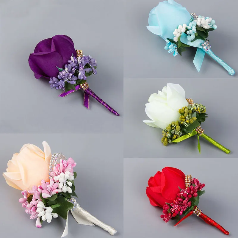 1 PC Ivory Red Best Man corsage for Groom groomsman silk rose flower Wedding suit Boutonniere