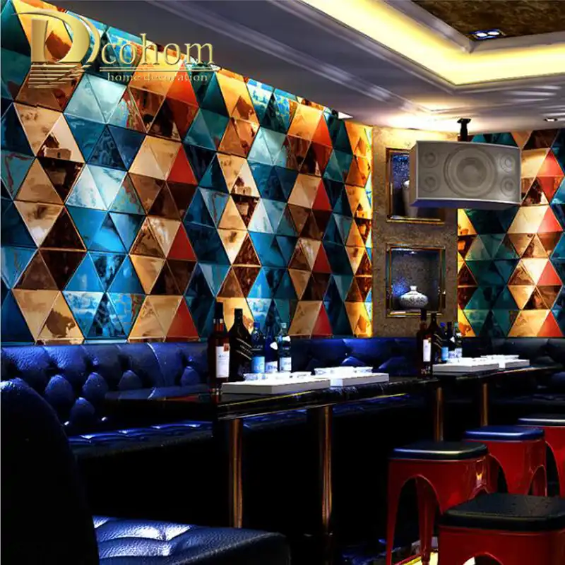 Waterproof Ktv Bar Wallpaper 3d Stereoscopic Geometric Fashion Glitter Lattice Wallpaper Hotel Room Background Wall Decor Wallpapers Aliexpress