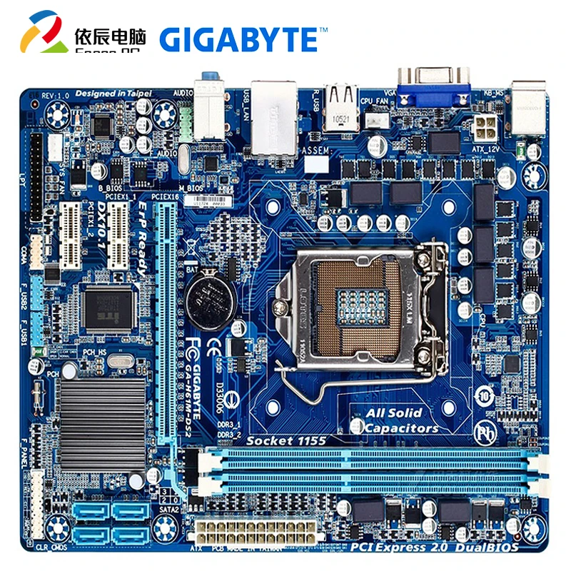 

GIGABYTE H61M-DS2 Desktop Board USB 2.0 Intel i3i5i7 DDR3 2*16G SATA 2.0