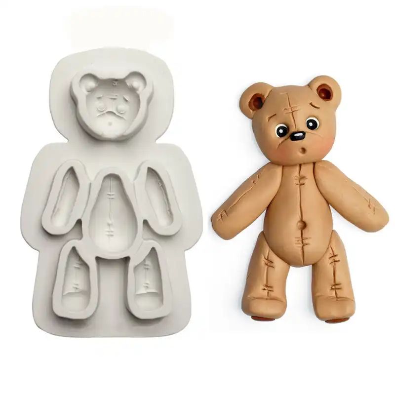 Molde de Fondant en Forma de Oso 3D Molde de Caramelo No Pegajoso Molde de Caramelo Herramienta para Hornear Pasteles Molde de Chocolate Molde de Pastel de Silicona Molde de Jab/ón Reutilizable