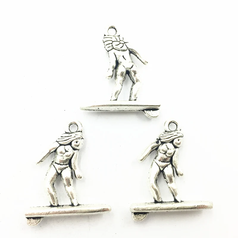 

20Pcs Antique Silver Tone Pendants For Necklaces Skateboarding Metal Craft Jewelry Accessories DIY Finding Charms 21mm