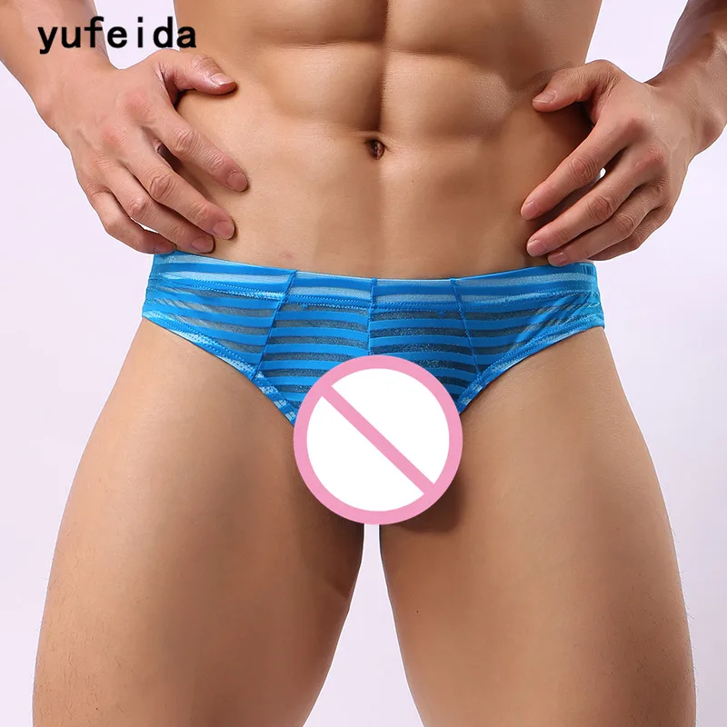 YUFEIDA сексуальные Jockstrap мужские трусы плавки в сеточку нижнее белье полоску
