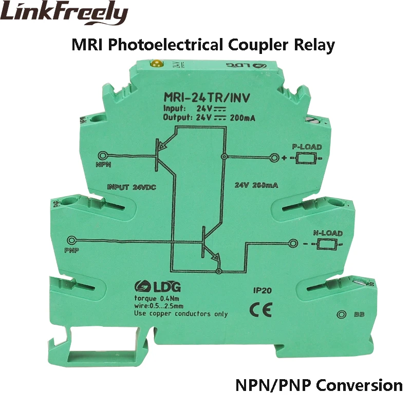 

MRI-24TR/INV 10pcs NPN PNP Inversion Opticalcoupler Interface Relay Module LED Indicator PLC Isolation Relay