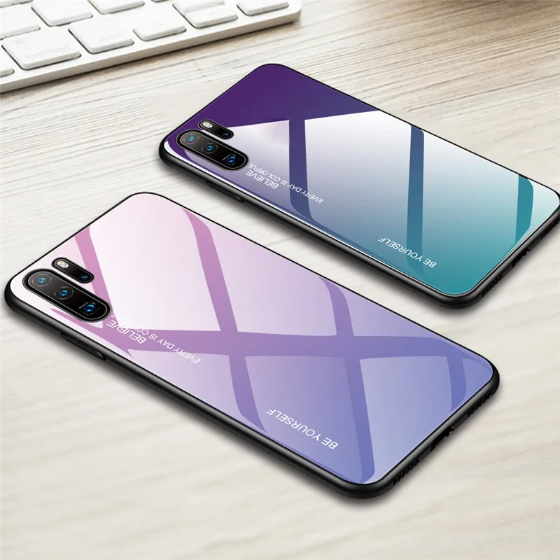 Hard Case For Huawei P30 Pro Case Tempered Glass Cover Silicon Funda Soft TPU Frame Phone Case For Huawei P30 Lite P 30 P30 Case