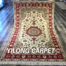 Yilong 5'x8' ручной работы Красный персидский ковер слоновая кость медальон Шелковый шерстяной ковер(WY2025S5x8