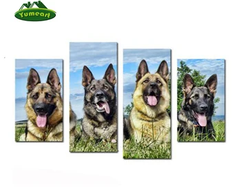 

YUMEART DIY Diamond Painting Cross Stitch Kits Full Diamond Embroidery 5D Diamond Mosaic Home Decor Cute dog animlas 4pcs/ set