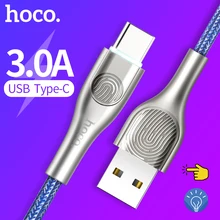 HOCO U59 usb type C зарядный кабель type-C кабель для быстрой зарядки и синхронизации данных сенсорный светодиодный светильник USB-C для Xiaomi huawei samsung