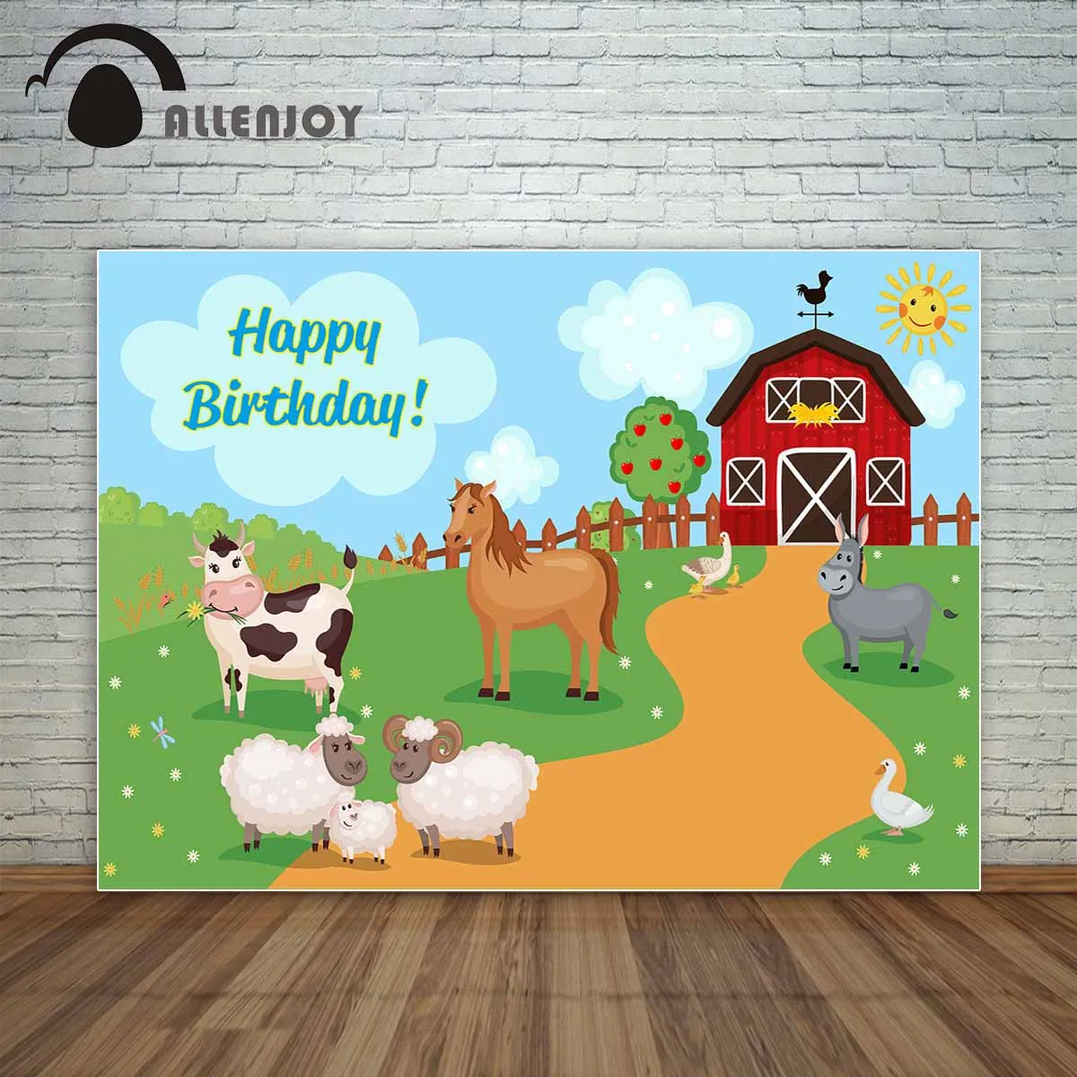 Barnyard Allenjoy Gudang Pertanian Tema Fotografi Backdrop Merah