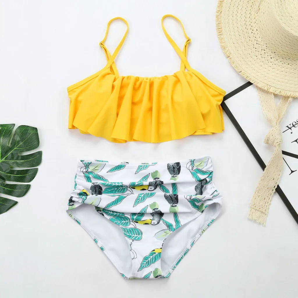 

Women's Swimsuits Swimwear Two Piece High Waist 2019 Summer Print Push-up Floral Surf Suit Prone Bandage Padded Bra Beachwear