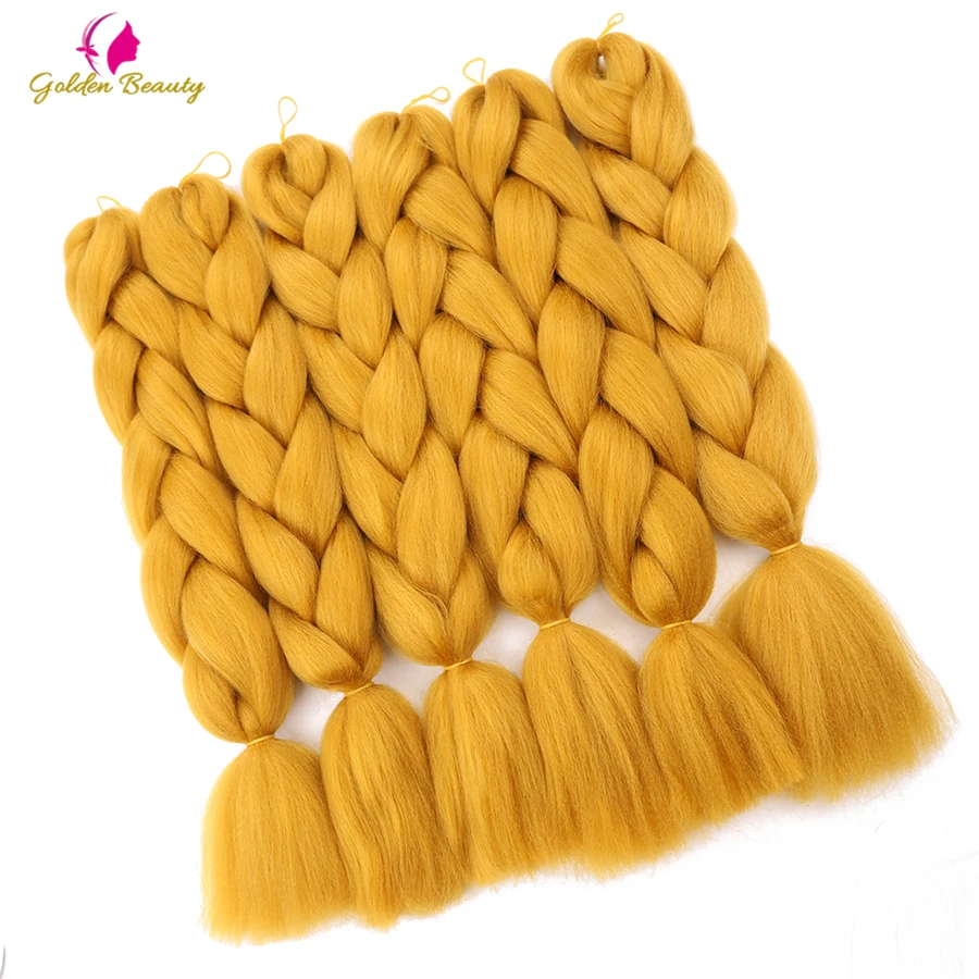 

Golden Beauty Jumbo Braids Crochet Hair Extensions Synthetic Hair for Braiding Updo Style 24inch pure color