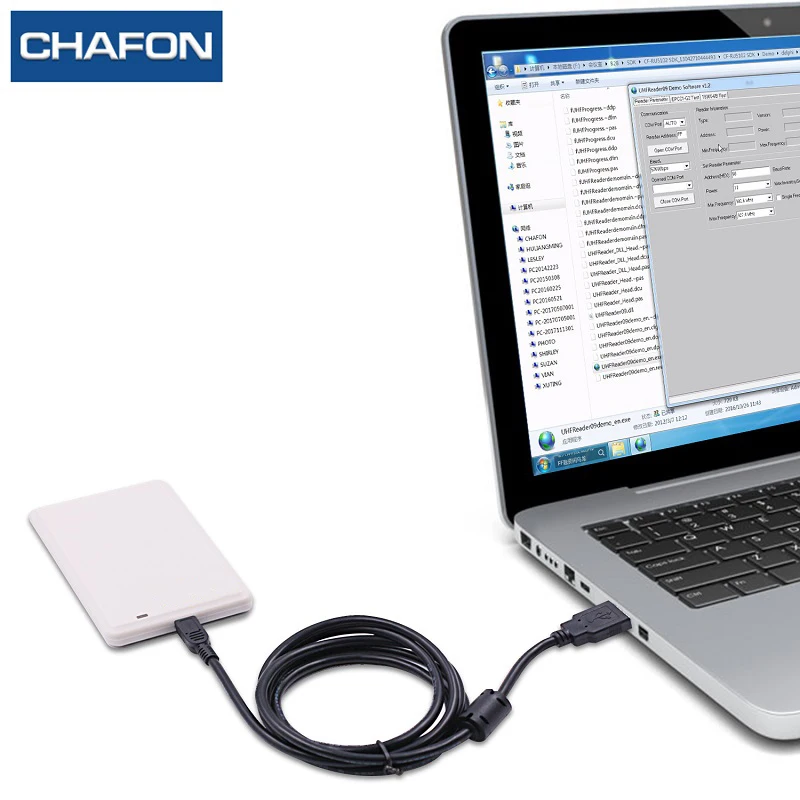 CHAFON uhf настольный usb uhf rfid ридер писатель ISO18000-6B/6C для системы контроля доступа Бесплатный uhf образец карты, SDK демонстрационное программное обеспечение