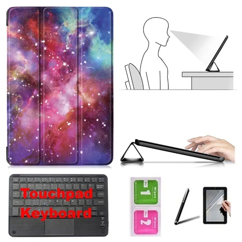 Набор аксессуаров для Samsung Galaxy Tab S4 10,5 SM-T835 SM-T830-чехол+ Bluetooth клавиатура+ Защитная пленка+ стилус - Цвет: CBK7-YHX