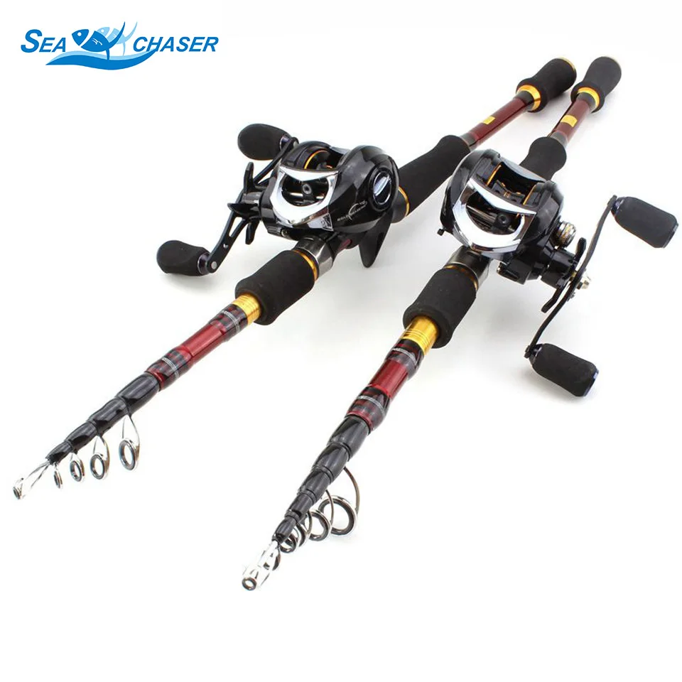

High Quality combination Set 1.8M-2.7M carbon lure rod Casting Rods and Casting Reels Fishing Set Travel Tackle fishing rod