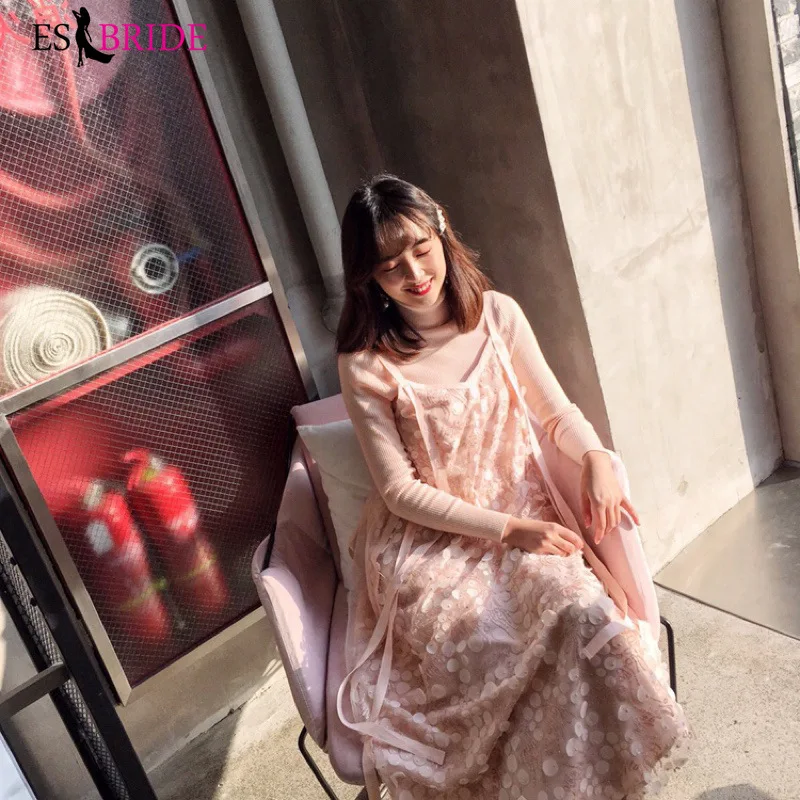 Formal Evening Dresses Long 2019 High-neck Tulle Long Sleeve Wedding Guest Gown Lace Appliques Elegant Abito Da Cerimonia ES1889 Formal Evening Dresses Long 2019 High-neck Tulle Long Sleeve Wedding Guest Gown Lace Appliques Elegant Abito Da Cerimonia ES1889