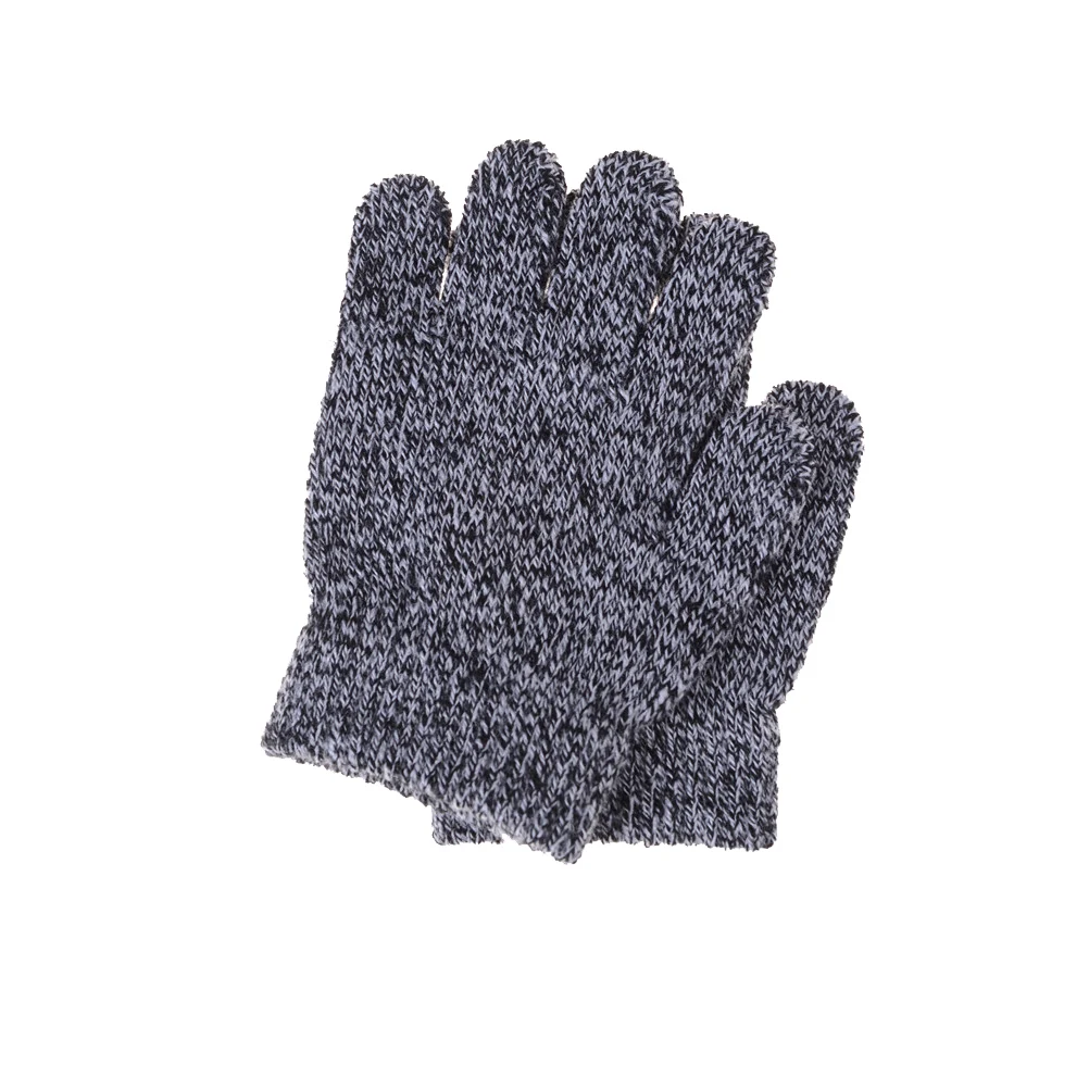 Детские вязаные эластичные варежки, Детские однотонные перчатки для девочек, перчатки на полный палец, Вязаные Случайные перчатки для мальчиков, зимние теплые детские перчатки