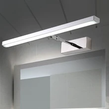 Modern brief bathroom adjustable angle LED mirror light cosmetic stainless steel retractable bathroom cabinet wall sconce lamp