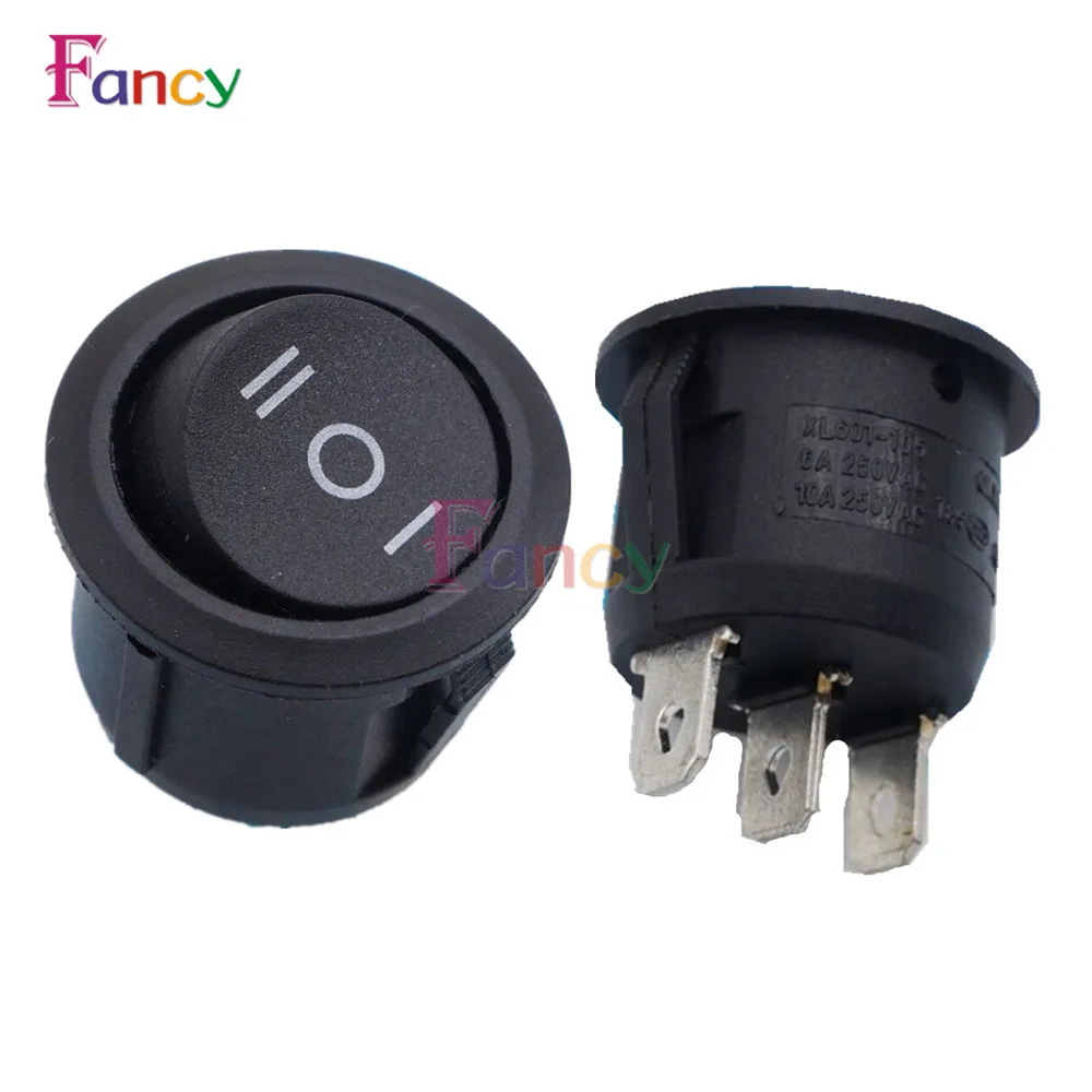 

5PCS Mini Round Black 3 Pin SPDT ON-OFF-On Rocker Switch Snap-in Car Boat Toggle