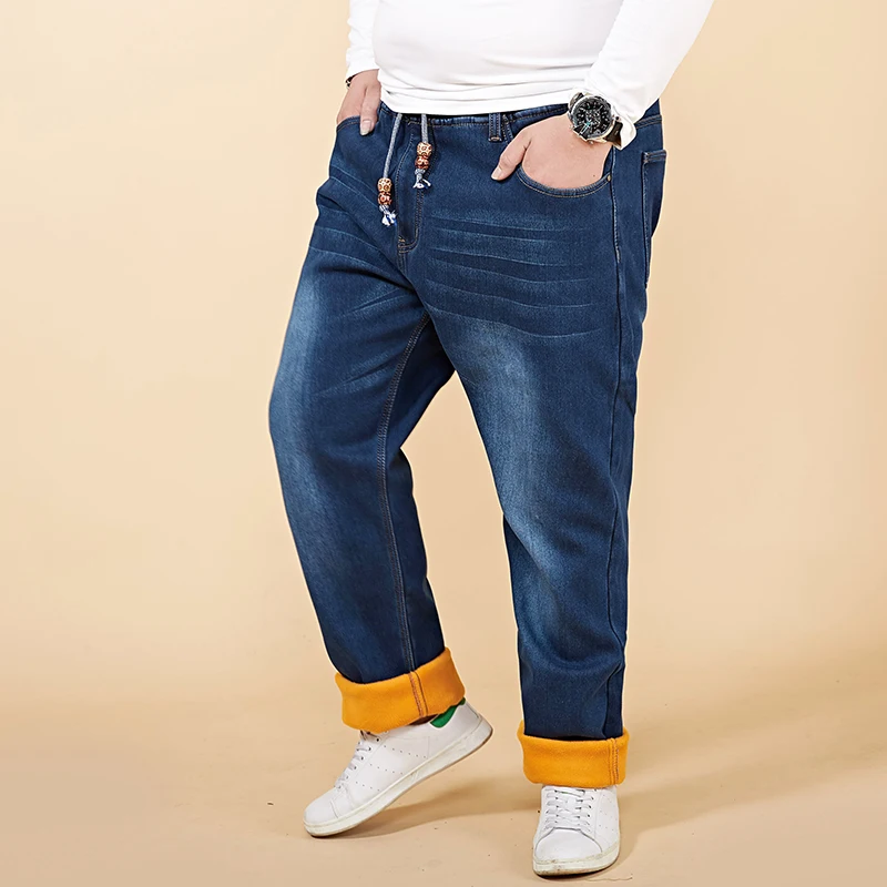 High Quality Winter Warm Denim Skinny Jeans Men Winter Stretch Thicken