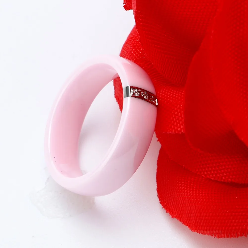 Милый розовый керамический Кристалл Шарм Ювелирный Набор серебряное металлическое кольцо серьги для женщин романтический свадебный Кристалл CZ Любовь Подарки Ювелирные Изделия