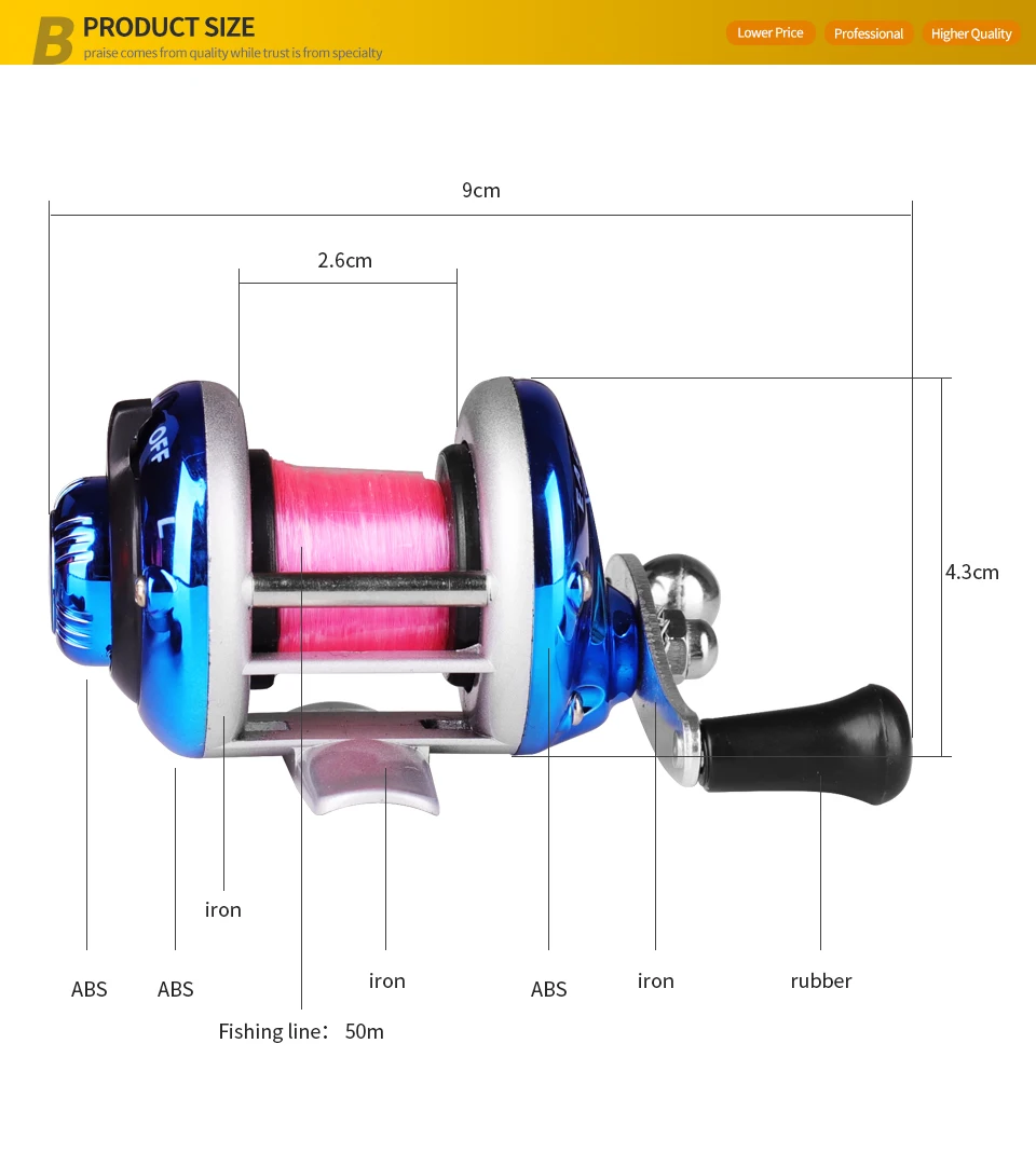 GUGUFISH 50 м линия Мини металлическая приманка литье спиннинговая лодка ледяная рыболовная Катушка Рыба Вода колесо Baitcast роликовая катушка