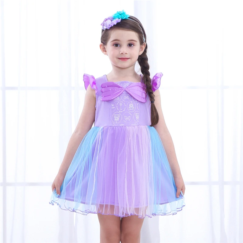 

2-7 Yrs Girls Outfits Ariel Dress Princess Ariel Cosplay Costume Girl Kids Cotton Clothes Fancy Children Christmas Clothing 2019