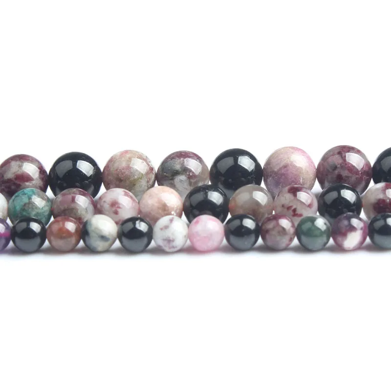 LanLi натуральные ювелирные изделия многоцветный турмалин камни свободные бусины 6 8 10 12 мм для самостоятельного изготовления ювелирных изделий браслет ожерелье