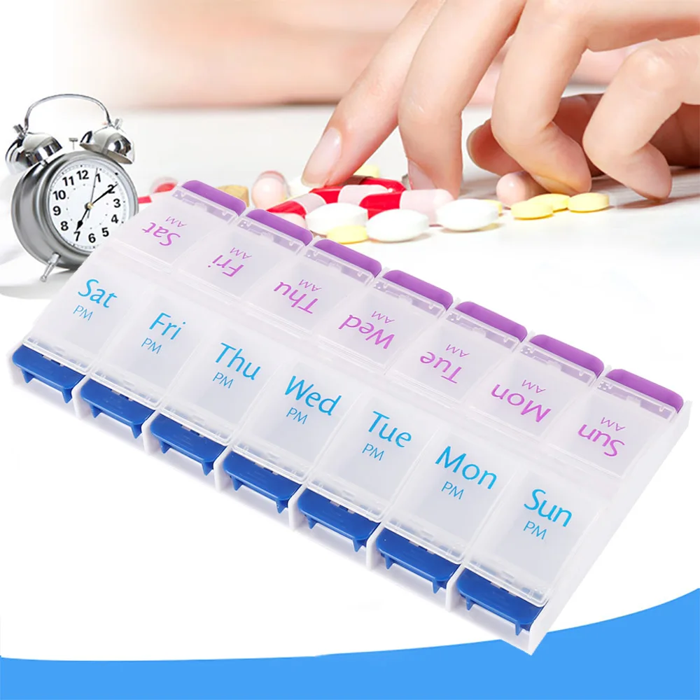 

14 grid Pill box 7 day Pill case with lids Medicine Holder Organizer pill Container Tablet Jewelry Storage Box