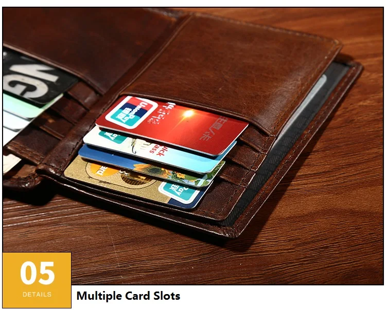MJ Genuine Leather Men's Short Wallet Retro Bi-Fold Leather Wallet Card Holder Male Purse Coin Pocket ID Window Photo Position (12)