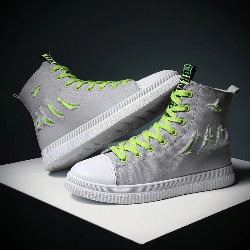 

Men Flat Shoes New Arrival Summer Fashion Men Casual Shoes 2019 Lightweight Sneakers Mens Canvas Shoes Lace-Up high top shoes C4