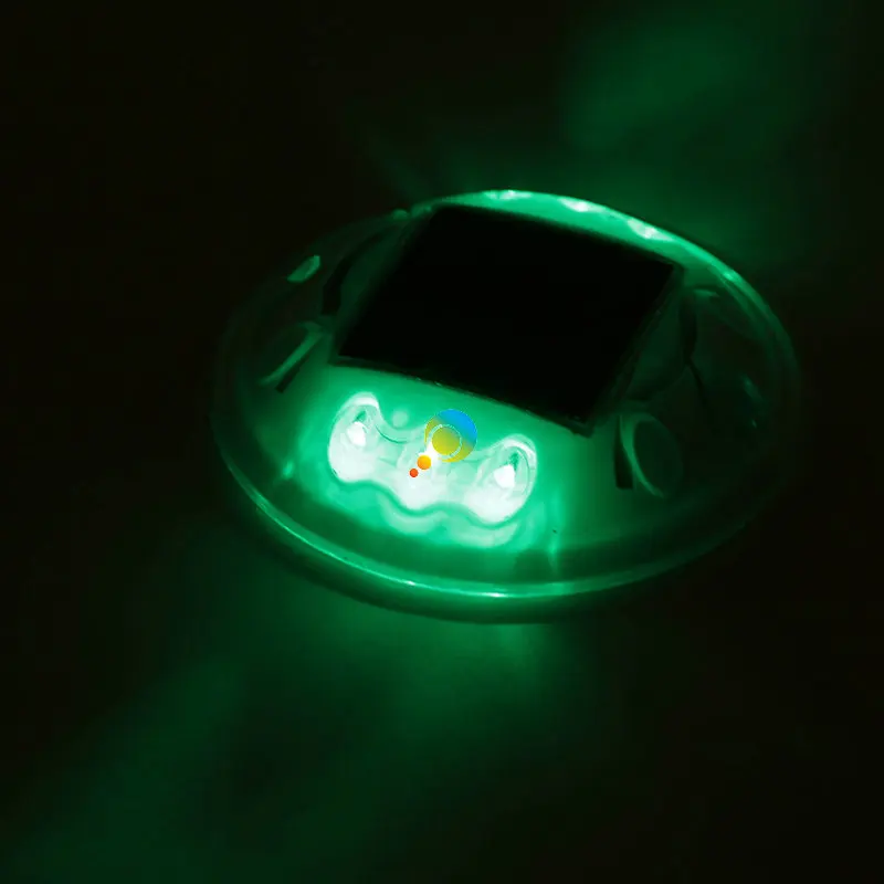 

New model round design green led flash light solar powered road marker stud